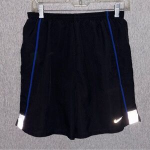 Nike Men's Black Shorts with Blue Trim